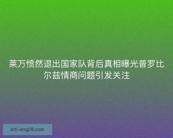莱万愤然退出国家队背后真相曝光普罗比尔兹情商问题引发关注 莱万愤然退出国家队背后真相曝光普罗比尔兹情商问题引发关注