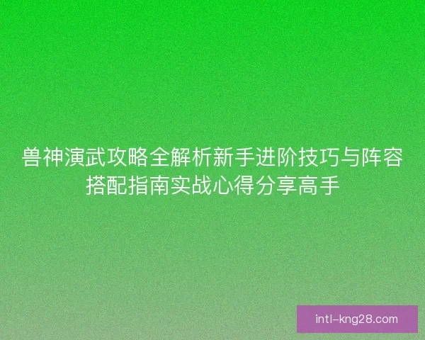兽神演武攻略全解析新手进阶技巧与阵容搭配指南实战心得分享高手